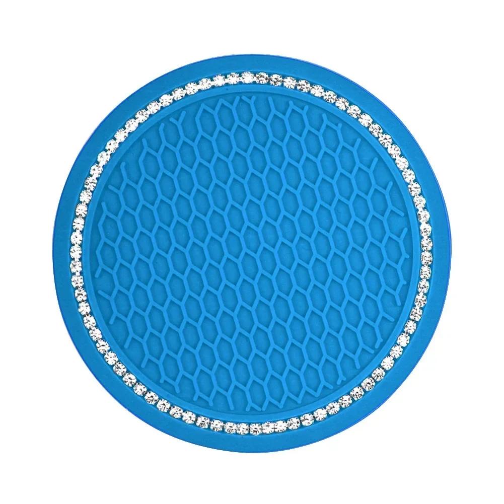 New Car Non-slip Water Cup Pad Diamond Rhinestone Bling Decoration Auto Interior Cup Bottle Anti-skid Rubber Mat Car Accessories