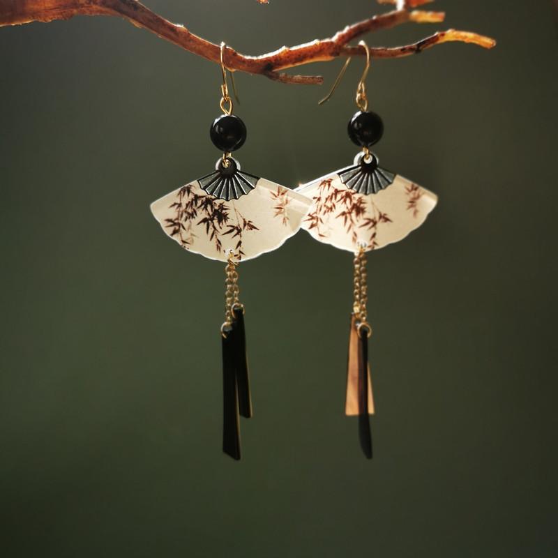 Ink butterfly love earrings antique Internet celebrity same earrings niche high-end sense of national tide retro earrings