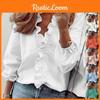 Elegant Womens Long Sleeve Shirts Blouse With Ruffle V Neck And Plus Size Options