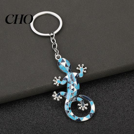 Schlüsselanhänger Anhänger Geometrisches Muster Imitation Gecko Design Zinklegierung Farbverlauf Strassstein Schlüsselkette Galvanisierter Halter Rucksack Auto Zubehör