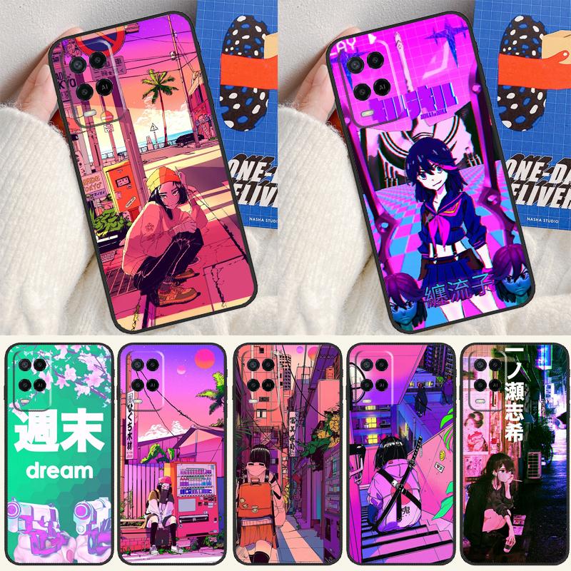 Vaporwave Glitch Anime Case For Oppo A98 A78 A58 A15 A16 A17 A5 A9 A91 A52 A72 A76 A96 A74 A94 A54 S A57 A77 Cover
