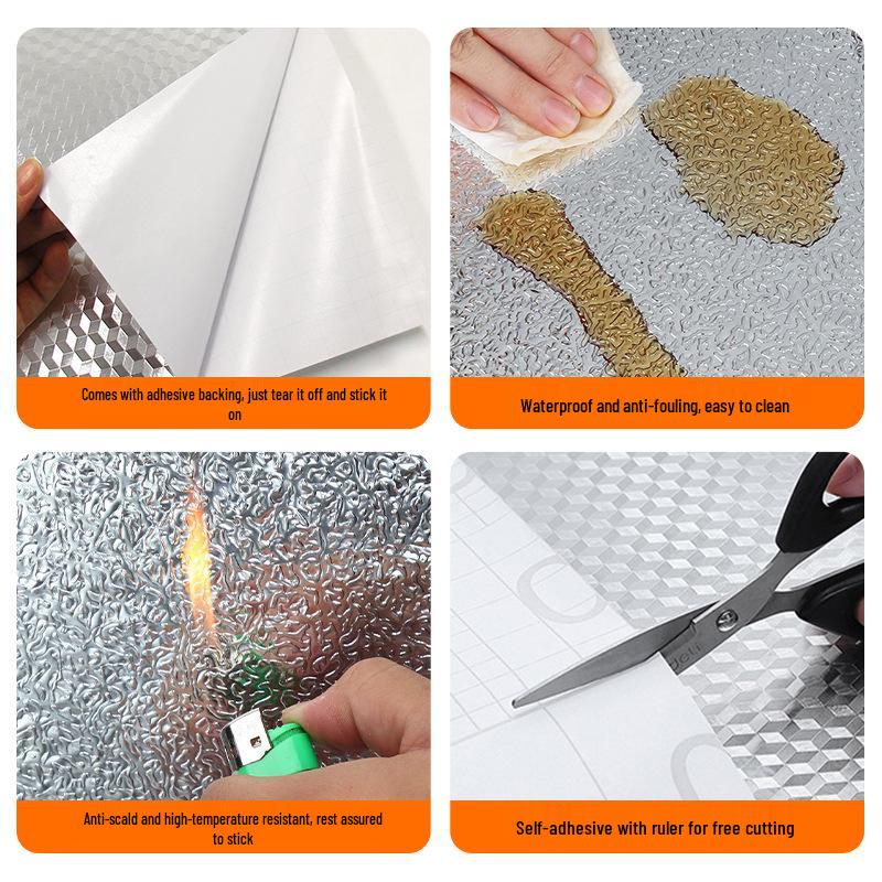 Waterproof Fireproof Oil-Proof Aluminum Tile Sticker for Kitchen Surfaces