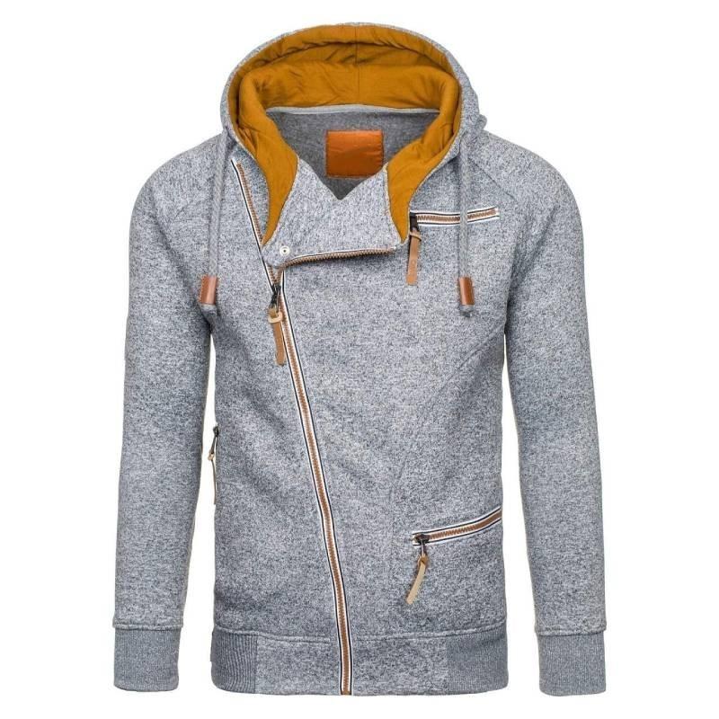 Stylish Men's Casual Solid Color Long Sleeve Zipper Hoodie Sweatshirt For Fall