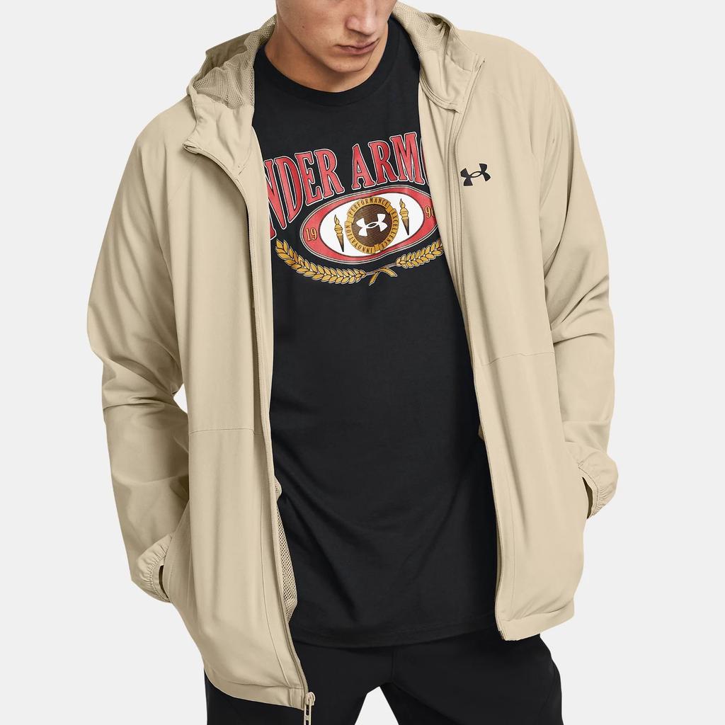 Under Armour Logo Print Breathable Long Sleeve Jacket Men Jackets Light-Khaki 1377171-289