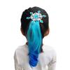 Cute Gradient Snowflake Wig Hair Clips Colorful Elastic Frozen Bow Hair Clips Kids Gifts Princess Hairpins Hair Accessories