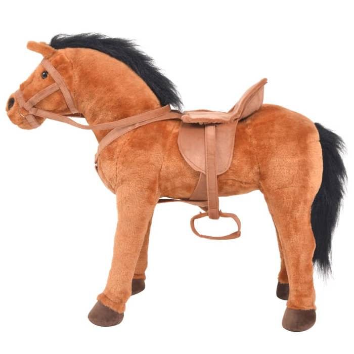 Jouet en peluche - VIDAXL - Cheval Marron - 64 cm - Fonction sonore - Pour enfants à partir de 3 ans