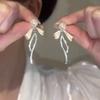Bow Studded Diamond Pearl Earrings For Women, Light Luxury High-End Earrings, Long Tassel Zircon Earrings