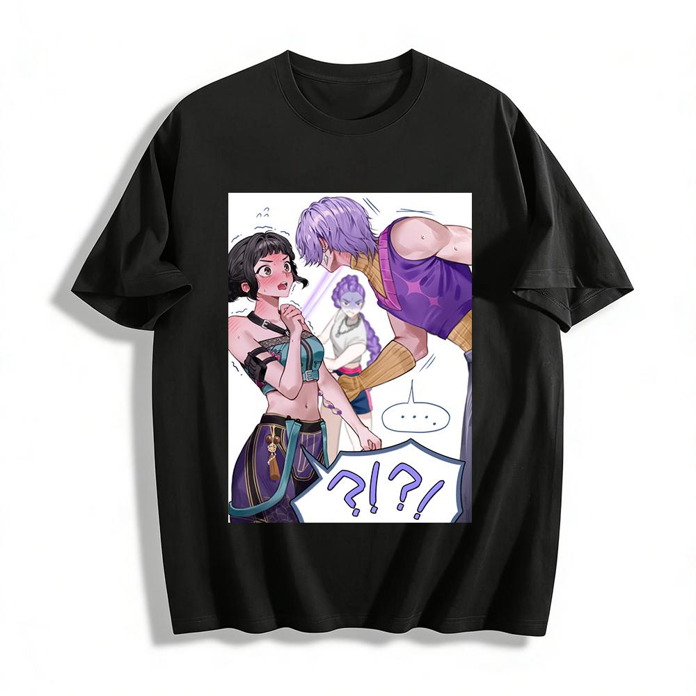 

Original Doujin Funny Print T-shirt, Embarrassed Shura Field Anime Character Pattern Casual Loose Short Sleeve Top Pure cotton T-shirt XXS
