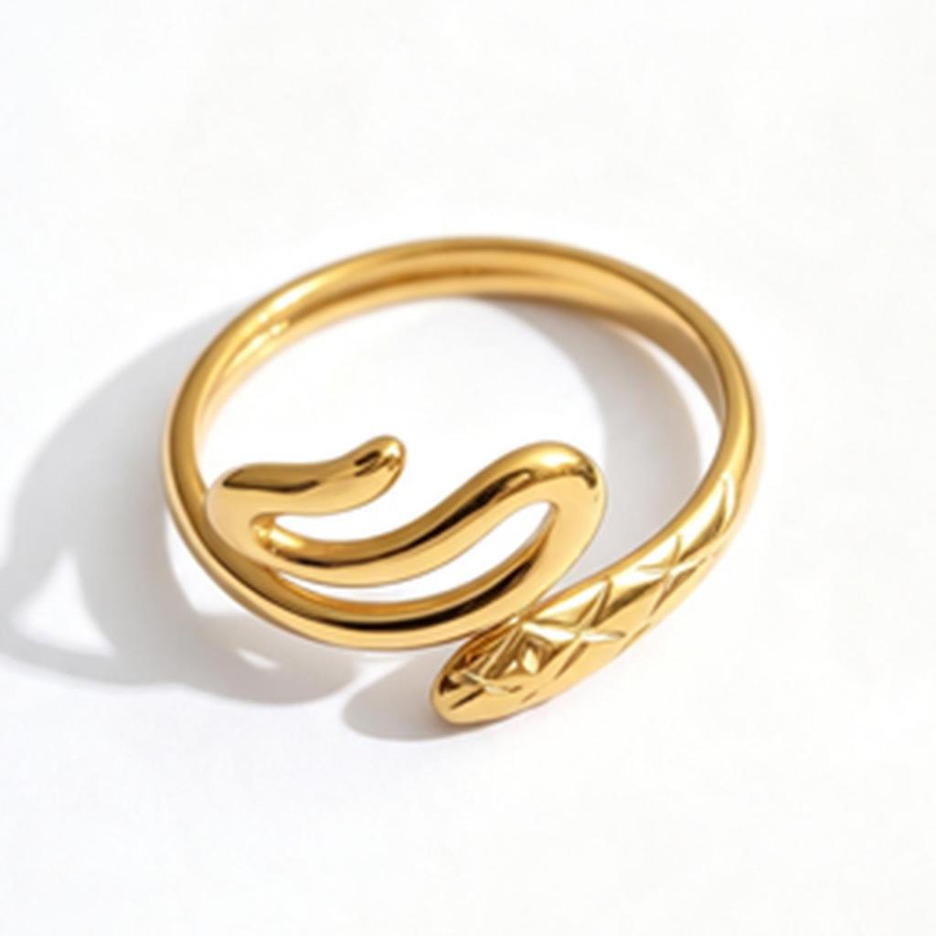 Gold Snake & Star Stainless Steel Adjustable Ring Set (9 Pieces)