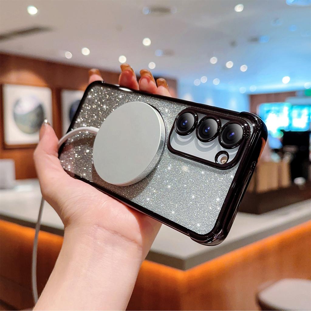 For Samsung Galaxy S23+ Case Compatible with MagSafe TPU Gradient Glitter Love Heart Phone Cover