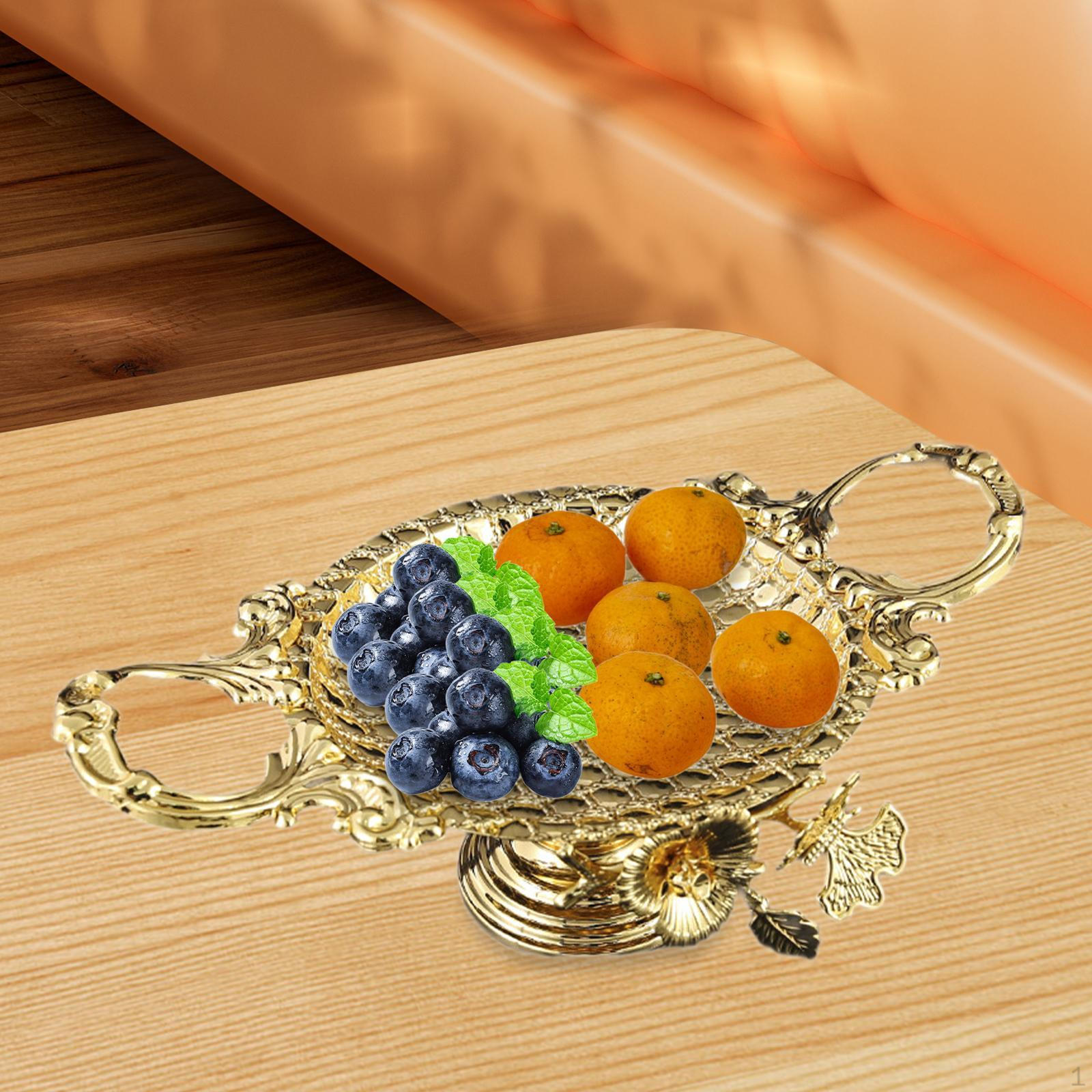 

Поднос для кофе и чая, сервировочное блюдо, элегантная металлическая тарелка для фруктов, закуски на день рождения Round