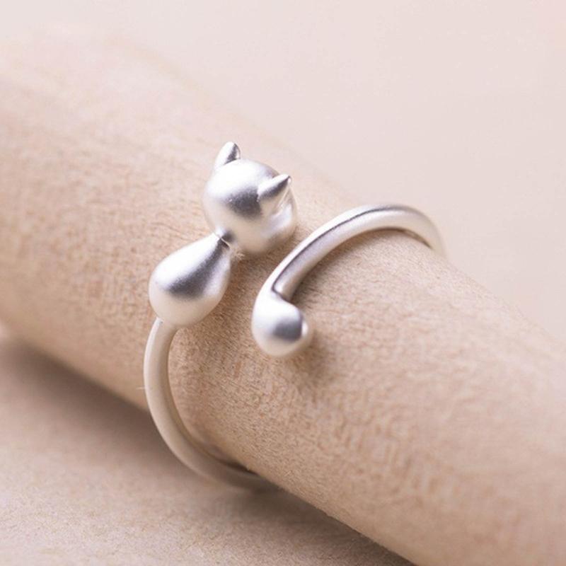 Cat Finger Rings Cat Adjustable Opening Rings Alloy Material Party Jewelry