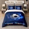 Soccer Theme Custom Text Or Name 3Pcs Bedding Set 1 Flat Sheet & 2 Pillowcases Personalized Home Bedding