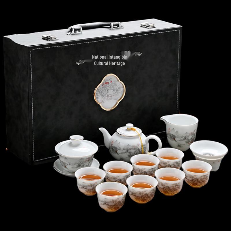 WoDing Ice Jade White Porcelain Kung Fu Tea Set