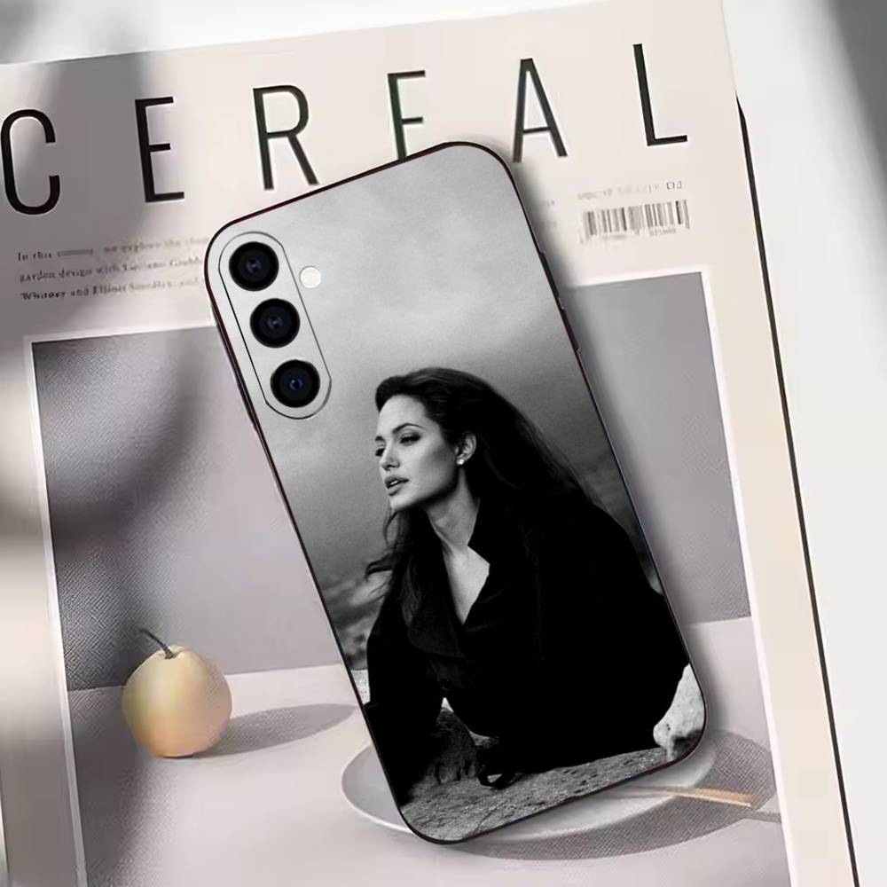 

Angelina Jolie Phone Case Black Silicone Soft For Samsung Galaxy A73,A72,A71,A70,A53,A52,A51 Samsung a20s