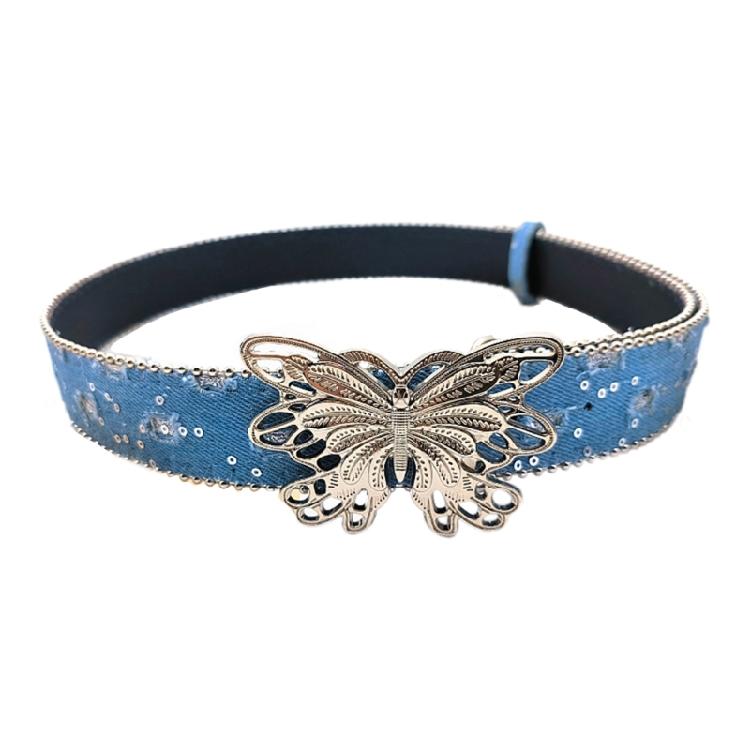 Butterfly Buckle Belt Elegant Waistband Pants Belt Bead Trim Sequined Waist Belt 2000s Waiststrap Elegant Accessories