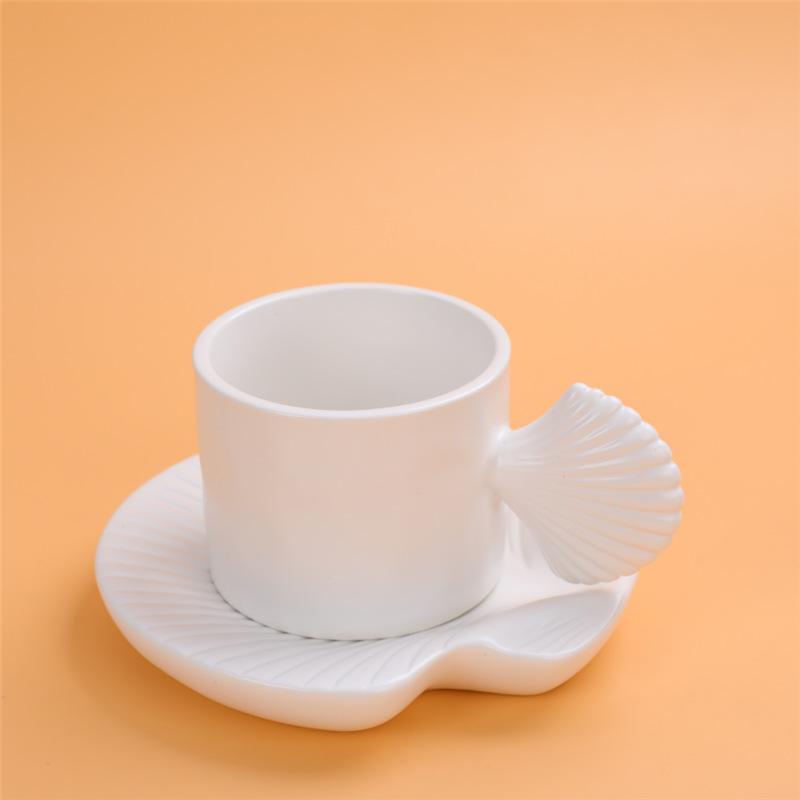 Shell coffee cup saucer ceramic mug Internet celebrity cup ins wind breakfast cup cute chubby ceramic cup