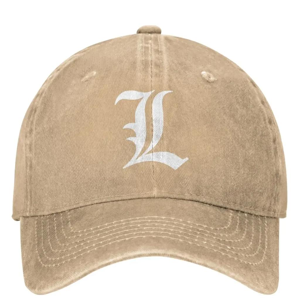 Old English Initial White Letter L Death-Notes Baseball Cap Unisex Teens Sunscreen Trucker Hat Summer Sport Baseball Caps