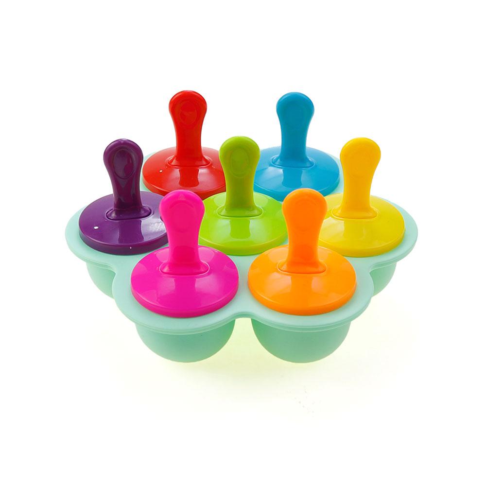 Silicone World 9/7 Holes Popsicle Silicone Molds DIY Ice Cream Pops Mold Ice Tray Children Fruit Shake Complementary Food Box