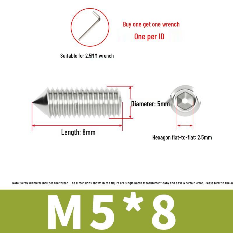 Stainless Steel Hex Socket Set Screws for Glass Door Handles and Room Lock Handles