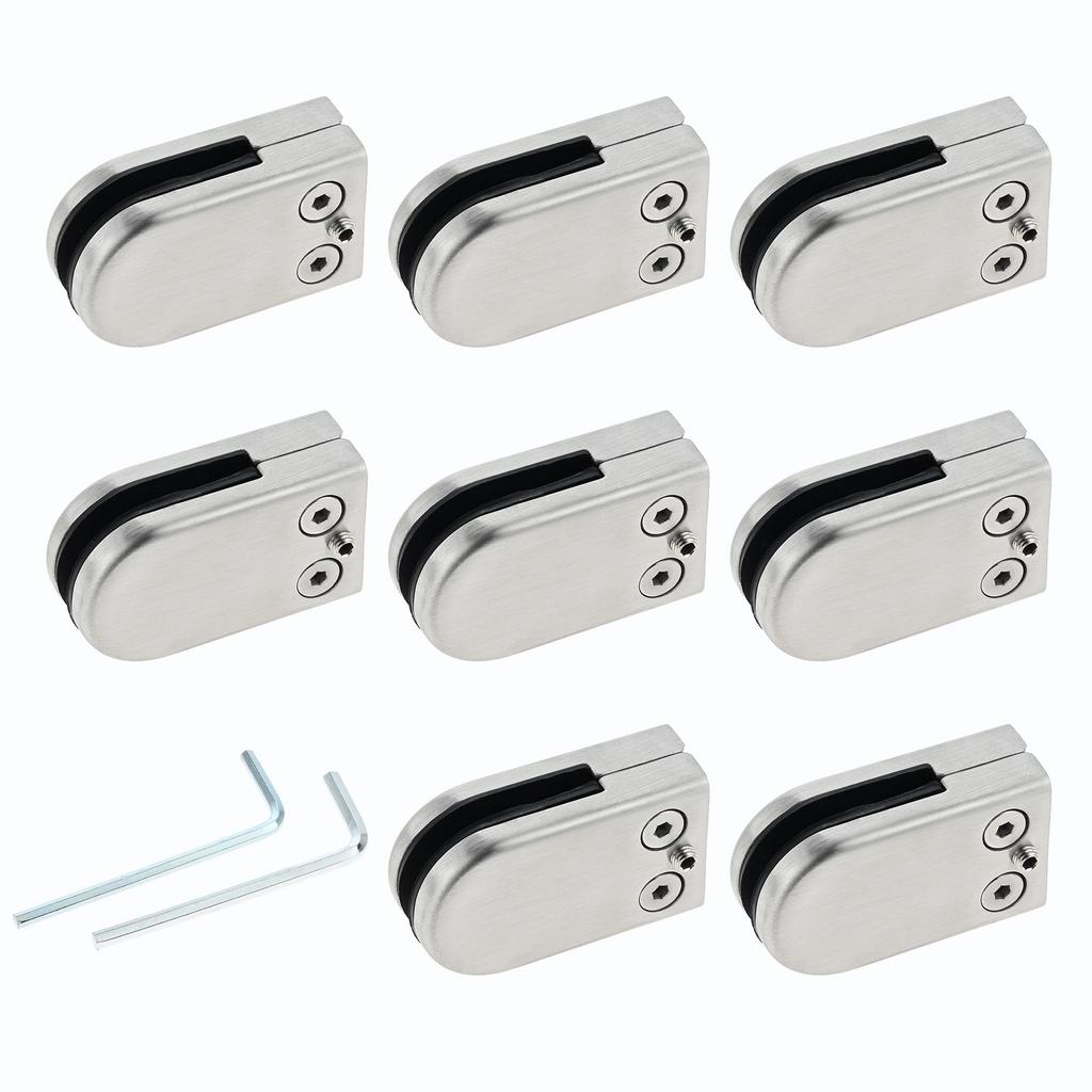 8pcs Stainless Steel Glass Clamps for 6-8mm/8-10mm/10-12mm Thickness Glass Support Brackets Clips with Hex Screwdriver