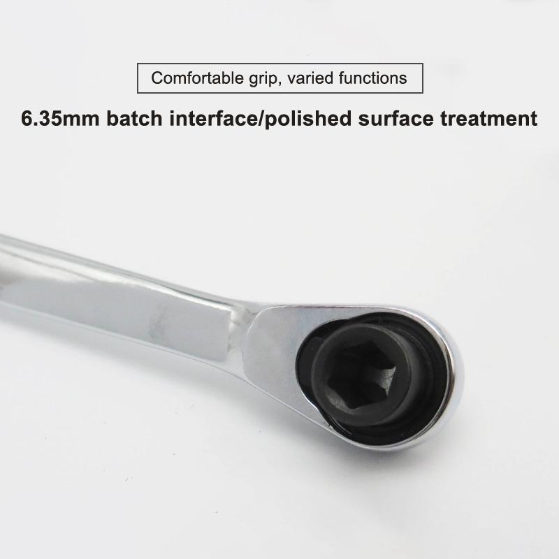 Mini Double Headed Ratchet Wrench 1/4 Inch Drive Socket Screwdriver Bit Driver Quick Release Ratchet Wrench Hand Tools
