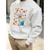 Men's Graphic Print Crew Neck Sweatshirt With Creativity Imagination Pumpkin Owl Cauldron Halloween, Loose Fit Streetwear.