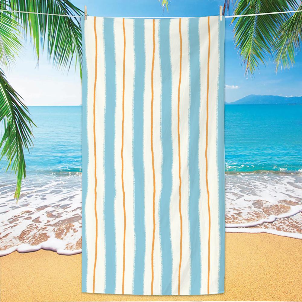 Bath Towel Minimally Striped Beach Towel, Ultra-fine Fiber Quick Drying Absorbent Towel, Beach Swimming Vacation Beach Towel