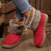 Leopard Print Faux Fur Snow Boots Women Comfy Non Slip Warm Plush Winter Ankle Boots Woman Plus Size 43 Slip On Short Booties