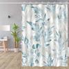 Elegant Nordic Blue Botanical Shower Curtain, High-End Polyester, Washable, Hooks Included, Fresh Pattern, Perfect Bath Decor