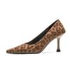 Women Shoes 2025 Spring New Pointed Toe Thin Heels Stripper Pumps Women Sexy Elegant Medium Heel Leopard High Heels