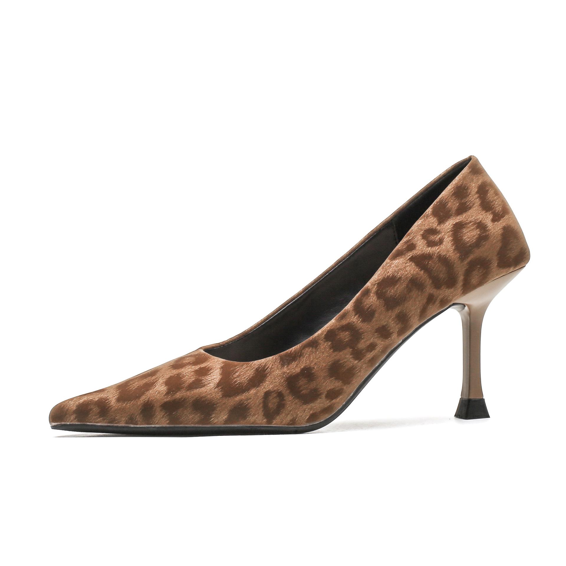 

Fashion Women Shoes 2025 Spring New Fashion Pointed Toe Thin Heels Stripper Pumps Women Sexy Elegant Medium Heel Leopard High Heels 39 коричневый