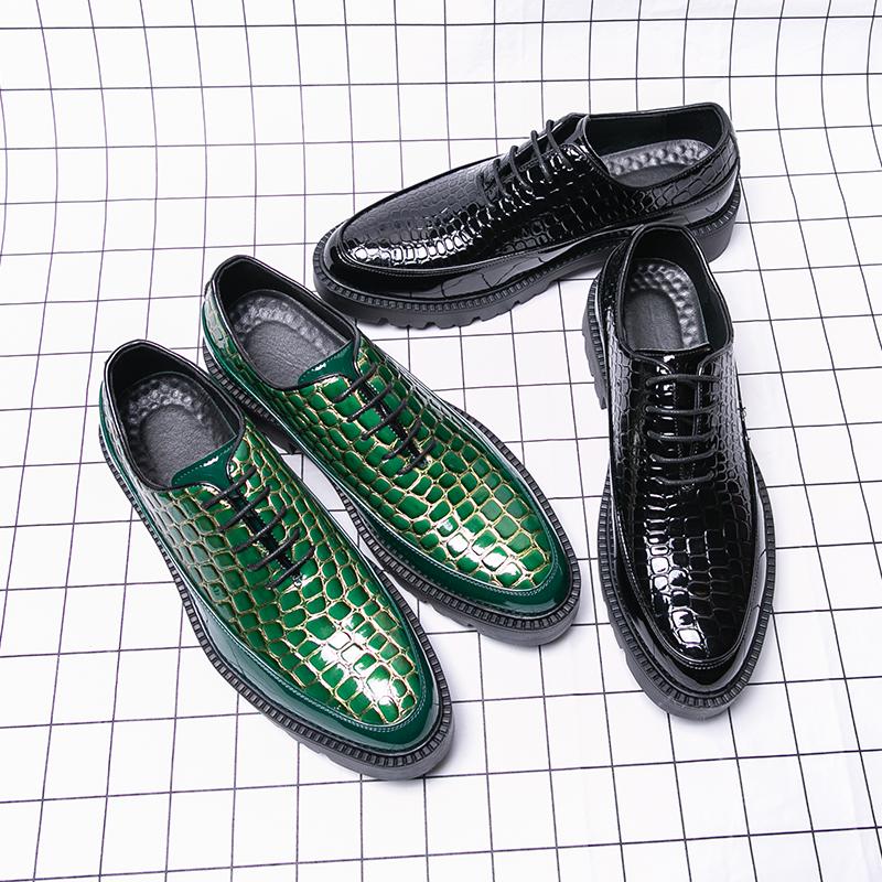 Fashion Classic Men Height-increasing Derby Shoes Men Thick-soled Anti-slip Lace-up Business Office Brand Leather Shoes Men Sizes 38-46
