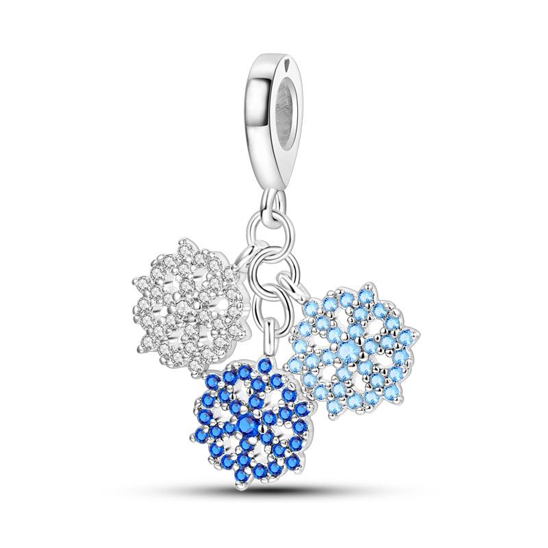 Silver-Plated Christmas Series Charms for Women, Fits Original Diy Bracelet, Bangle, DIY Beads, Birthday, Fine Jewelry Gift