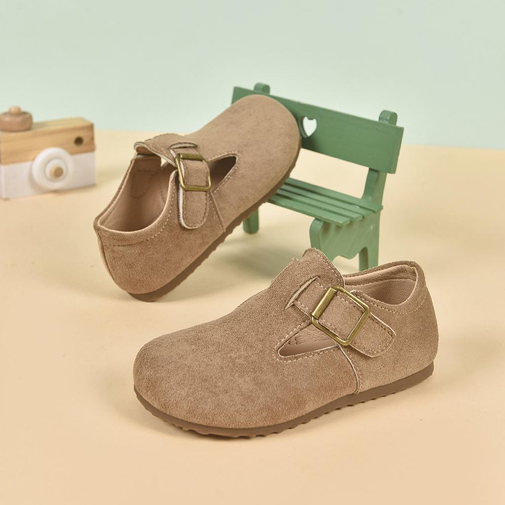Girls' shoes, new spring and autumn models, Korean-style children's shallow suede shoes, breathable soft-soled slip-on Birkenstock shoes