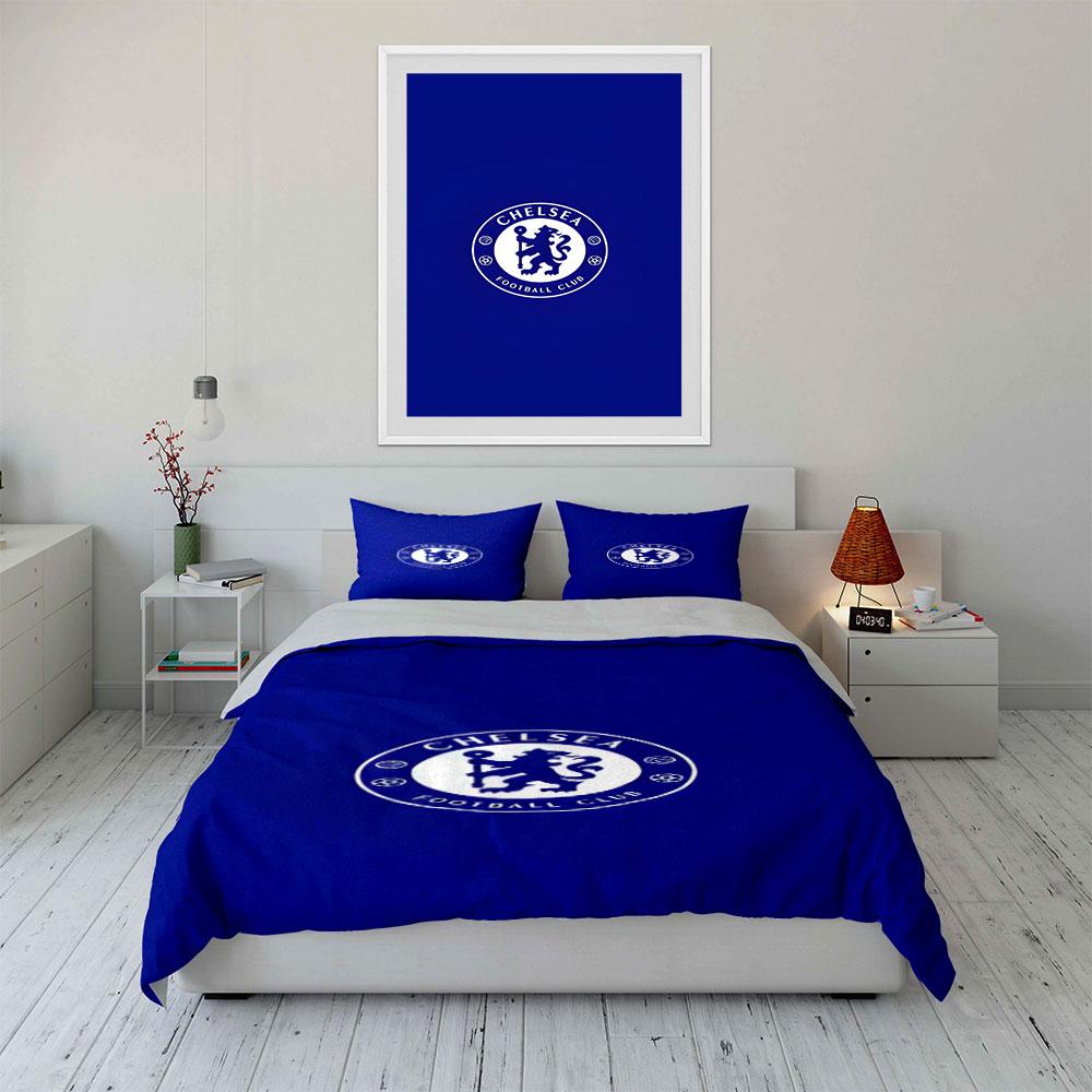 Modré ložní prádlo, logo Chelsea, lev. Sady povlečení Sady povlaků na přikrývku Povlaky na přikrývku Povlaky na polštář(1 * Povlak na peřinu 2 * Povlaky na polštář bez výplně)