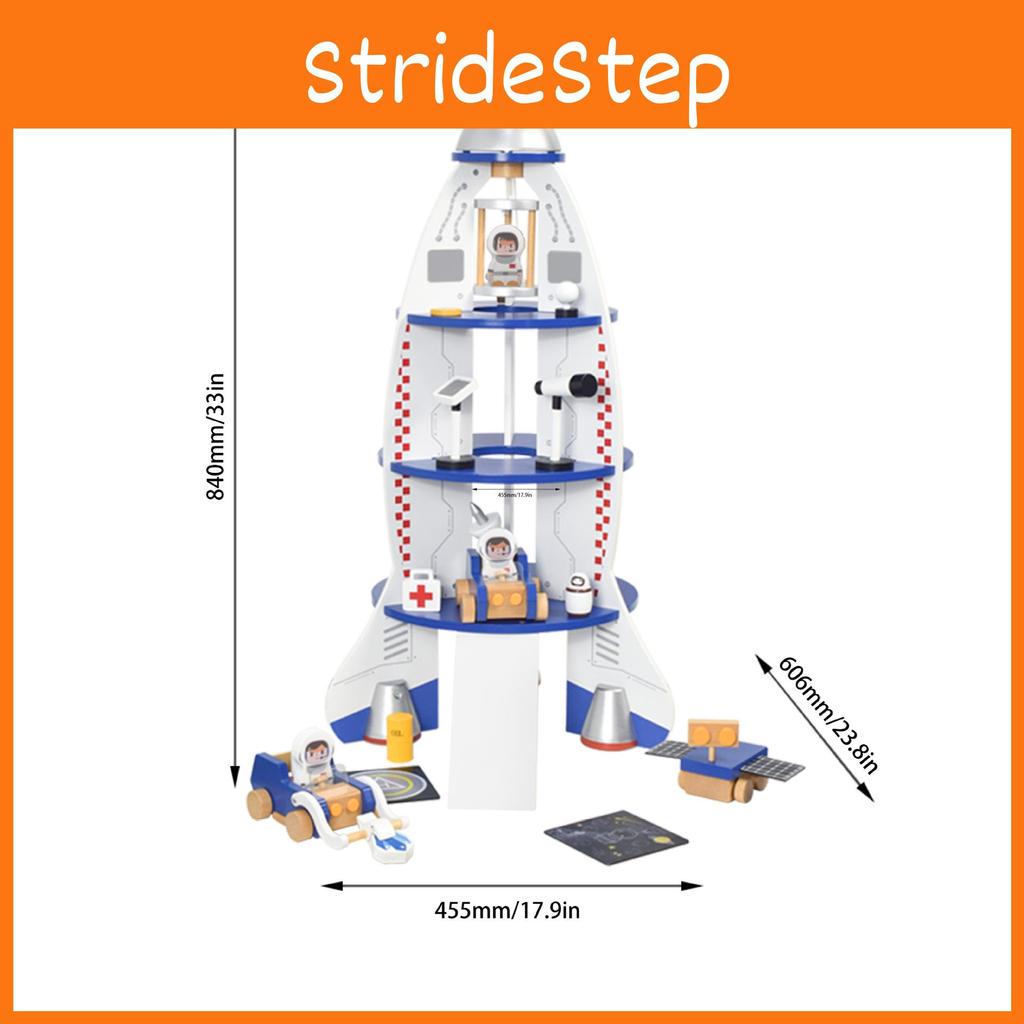 Wooden Space Rocket Model For Kids Educational Stem Toys With Building Blocks And Imagination Development