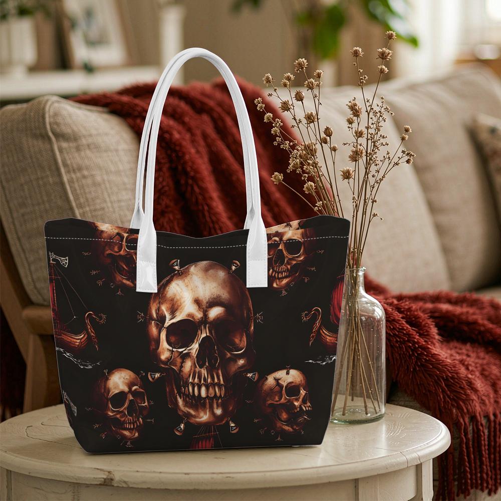 Gothic Skull Tote Bag Cool Vintage Fashion Shoulder Bag for Daily Use