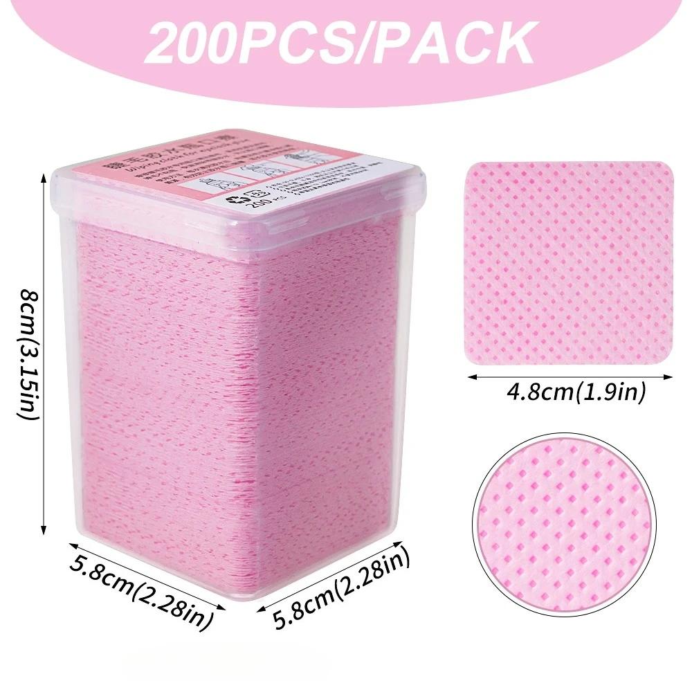 111Pcs Pink Lint-Free Nail Polish Remover Wipes UV Gel Glue Removal Cotton Pads for Manicure & Makeup Cleaning Tools