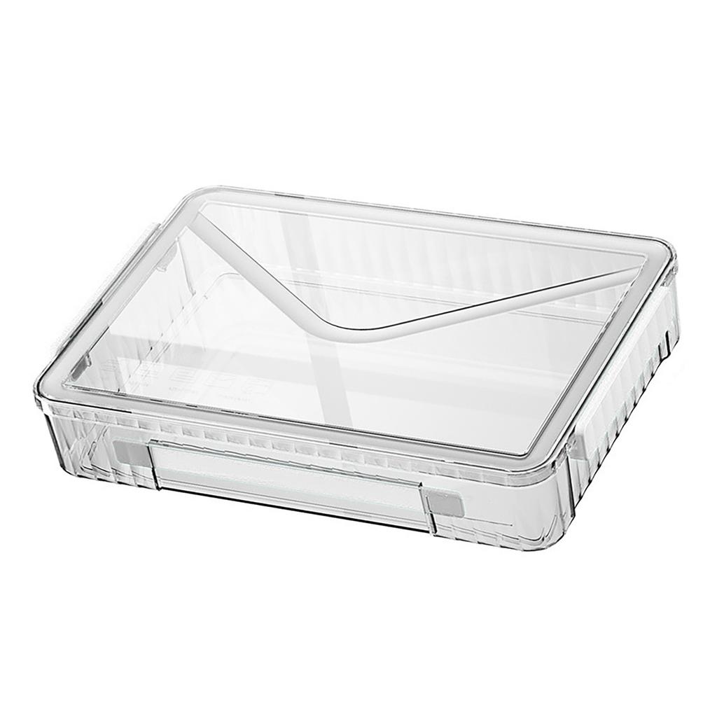 Certificate Storage Box Large Capacity Transparent Portable Scrapbook Paper Storage Case with Handle for Document File