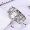 Luxury Ladies' Square Quartz Watch - Casual Stainless Steel with Diamond Accents