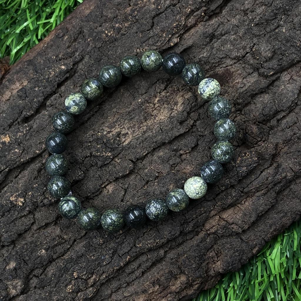 8mm Natural Russian Serpentine Gemstone Beads Jewelry Handcrafted Beads Bracelet 7.5" For Love Once's RBB-37