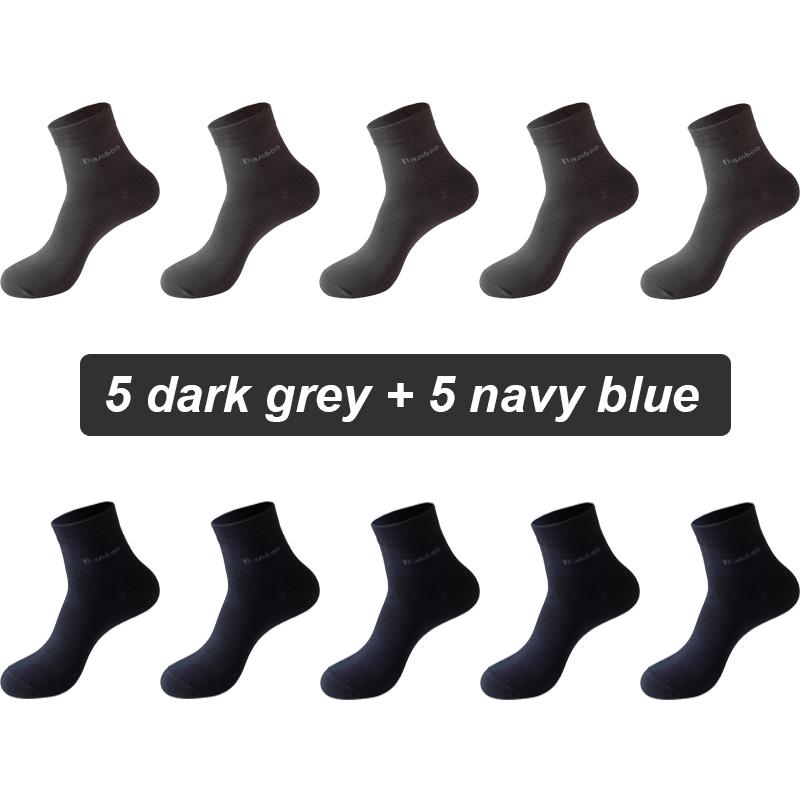 10Pairs/lot Men Bamboo Fiber Socks Casual Black White Business Anti-Bacterial Breatheable Male Sock High Quality Size 38-45