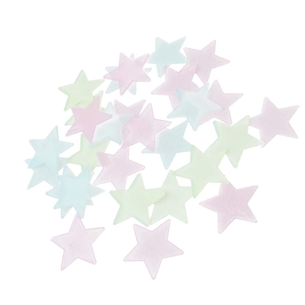 100x Wall Stickers Stars Luminous The Dark Plastic .8cm
