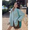 Lapel Long-sleeved Shirt Women's Autumn New Temperament Solid Color Casual Loose Top