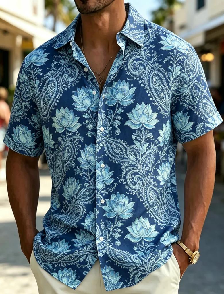 Summer Essential! Paisley Print Short Sleeve Shirt, Stylish Casual Wear