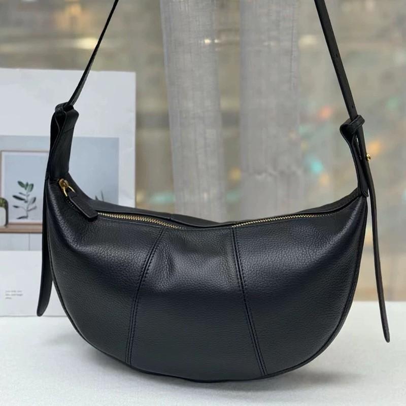All-matching Croissants Authentic Leather Dumpling Bags Women's Top Layer Cowhide Commuting Shoulder Large Capacity Niche High-quality Feel