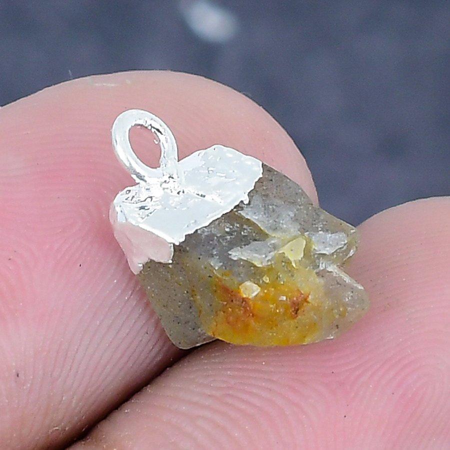 Botswana Agate Rough Gemstone 925 Sterling Silver Jewelry Pendant 0.59"