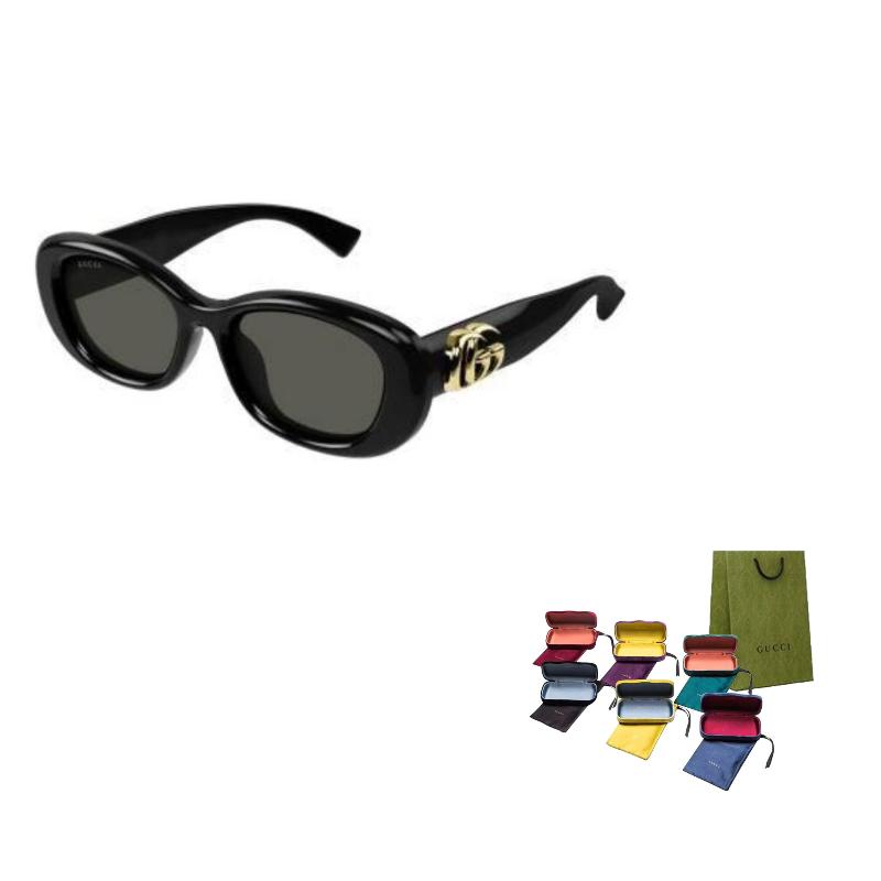 Gucci Logo Design Plastic Injection Oval Frame Sunglasses Women's Black