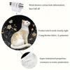 1 Elegant white cat and floral digital print shower curtain, machine washable, black background with gold and cream accents